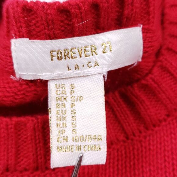 Forever 21 Red Let It Snow Christmas Sweater Small‎ Festive Holiday Pullover - Picture 3 of 4